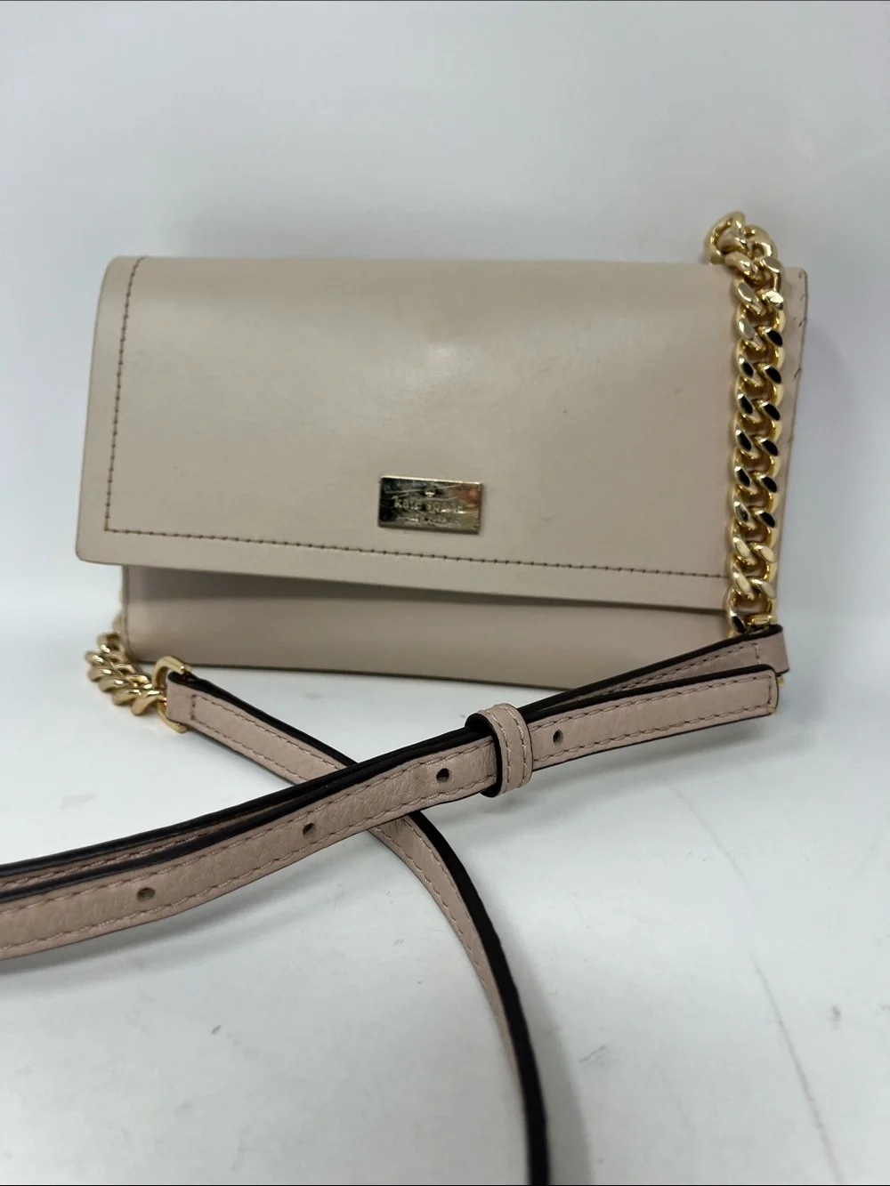 KATE SPADE NEW YORK BLUSH COLOR COW LEATHER WITH ROYAL BLUE INSIDE WALLET BAG